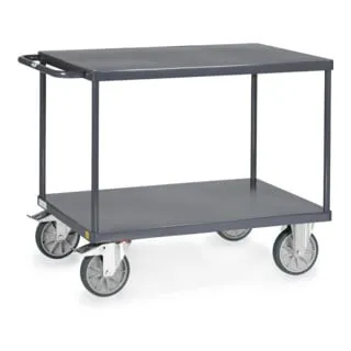 FETRA ESD-Tischwagen 9400B - Elektrisch leitfähiger Transportroller - Ideal für ESD-Bereiche: Robuster Tischwagen mit 2 bündigen Stahlblech-Plattformen, extrem leise und mit hohem Komfort. Tragkraft bis 500 kg, perfekter Begleiter für Werkstätten und Labore.