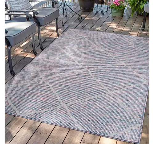 Carpet City Outdoorteppich PALM 3075, rechteckig, Höhe: 5 mm, Läufer, Wetterfest & UV-beständig, für Balkon, Terrasse, Küche, flach