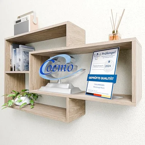 TRAUMMÖBEL Wandregal Sonoma Eiche Dekor - Vielseitiges Schweberegal für jeden Raum - Schweberegale - Stilvolles Hängeregal aus robustem Holzwerkstoff, ideal zur Präsentation und Aufbewahrung von Deko, Büchern oder Küchenutensilien. Zeitloses Design und einfache Montage für ein schwebendes Erscheinungsbild.