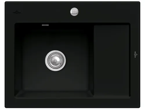 Villeroy & Boch Subway 45 Compact Keramikspüle - Excenterbetätigung in Pure Black - Elegante Einbauspüle in Pure Black, ideal für Unterschränke ab 45 cm, mit praktischer Excenterbetätigung und kompakten Maßen von 65 x 51 cm.