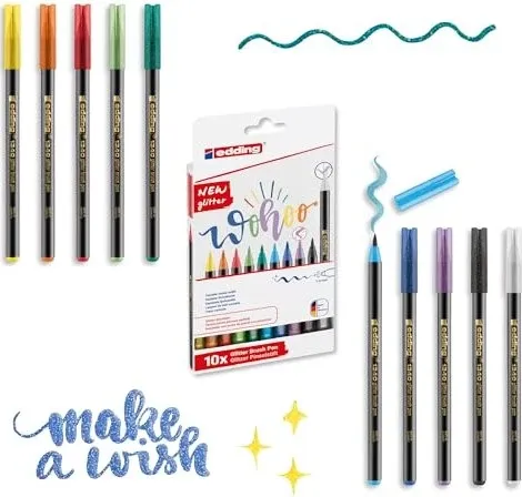 edding 1340 glitzer Brush-Pens farbsortiert, 10 St.