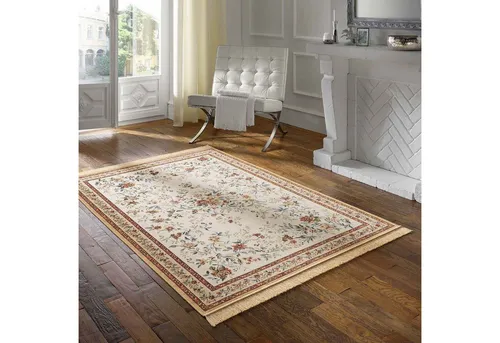 TaraCarpet Teppich Palazzo Royal Antique Roses Bordüre, rechteckig, Höhe: 6 mm, Bordüre Seiden Optik B.gold Wohnzimmer Schlafzimmer Esszimmer 95x140