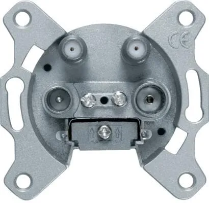 Berker 459410 Antennen-Steckdose 4-Loch 2SAT TV FM Einzeldose - SAT-Antennen mit 2 unabhängigen SAT-Ausgängen, ideal für digitale und analoge Übertragung, HDTV geeignet und fernspeisbar - perfekt für Ihr Heimkino.