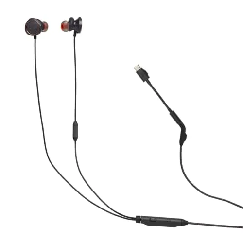 JBL Quantum 50C - Kabelgebundenes In-Ear-Gaming-Headset - Kopfhörer mit JBL QuantumSURROUND Sound für beeindruckendes Gaming-Erlebnis, ergonomisches Design für ganztägigen Komfort und sprachfokussiertes Mikrofon für klare Kommunikation.