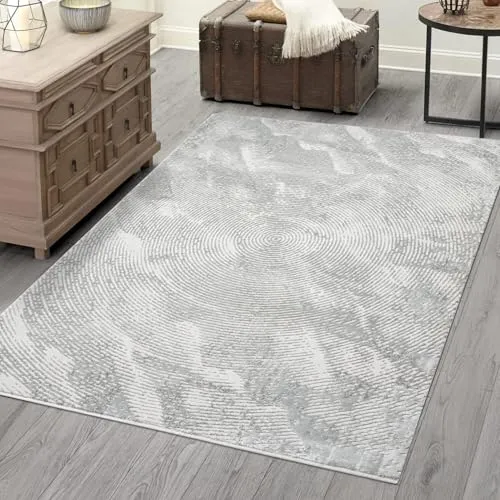 carpet city Teppich Wohnzimmer - Grau - 160x230 cm - Teppich für Wohnzimmer, Schlafzimmer und Esszimmer mit klassisch modernem Vintage-Design. Strapazierfähig und pflegeleicht, ideal für jeden Einrichtungsstil.