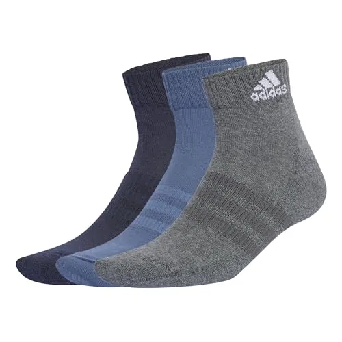 adidas Unisex Cushioned Sportswear Ankle Socks 3 Pairs, legend ink/preloved ink/dark grey heather, 6.5-8