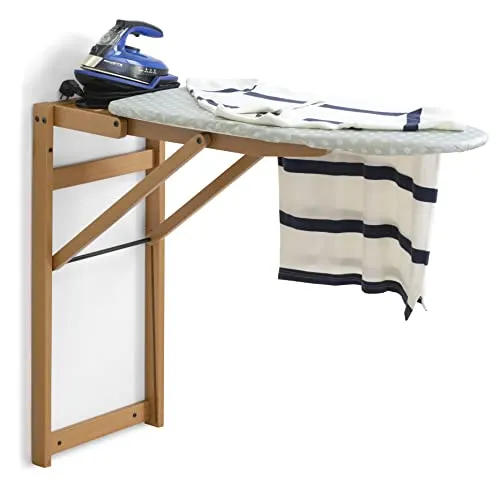 Bügelbrett Jolly 633 – Wandbügelbrett aus Holz mit Kirsch-Finish - Praktisches Wandbügelbrett aus massivem Buchenholz, abschließbar und platzsparend. Ideal für effizientes Bügeln in kleinen Räumen.