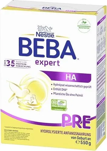 Nestle Beba Expert HA Pre Pulver 550 g - Arzneimittel für Säuglinge, hypoallergen und speziell entwickelt für allergiegefährdete Babys.