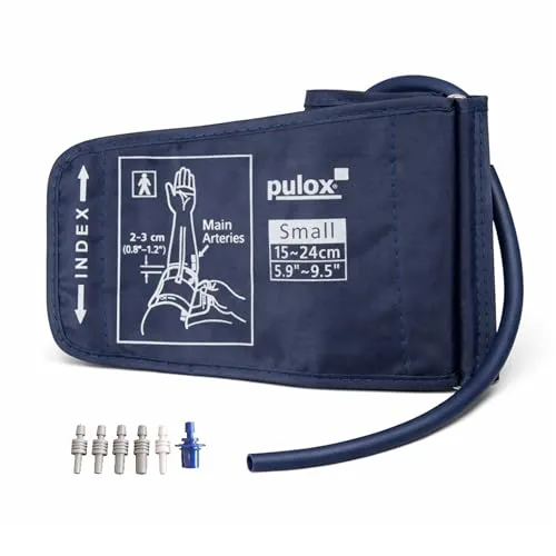 Pulox Universelle Blutdruckmanschette 15-24 cm für Einschlauch-Blutdruckmessgeräte + 6 Adapter