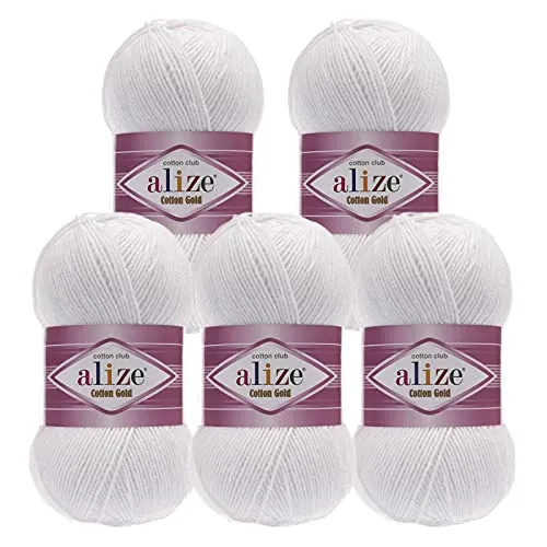 100g Strickgarn Alize Cotton Gold Uni Klassikgarn Häkelgarn Strick-Wolle Farbwahl 5 x