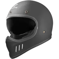 Bogotto FF980 Caferacer Cross Helm, schwarz, Größe M - Motorradhelm mit 3 Schalengrößen und integriertem Sonnenvisier für optimalen Komfort und Sicherheit auf jeder Fahrt.