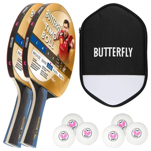 Timo Boll 2 x Gold Tischtennisschläger Set von Butterfly