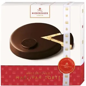 Niederegger Marzipan Torte - Zartbitter Schokolade - 390 Gramm - Feine Marzipan Torte mit Zartbitter-Schokolade, ideal für festliche Anlässe und genussvolle Momente.
