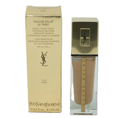 Yves Saint Laurent Touche Éclat Le Teint Make-Up B 40 Sand 25 ml - Make-up für einen makellosen Teint mit 24 h atmungsaktiver, mittlerer Deckkraft. Die ultra-leichte Foundation spendet den ganzen Tag Feuchtigkeit und sorgt für einen natürlichen Glow.