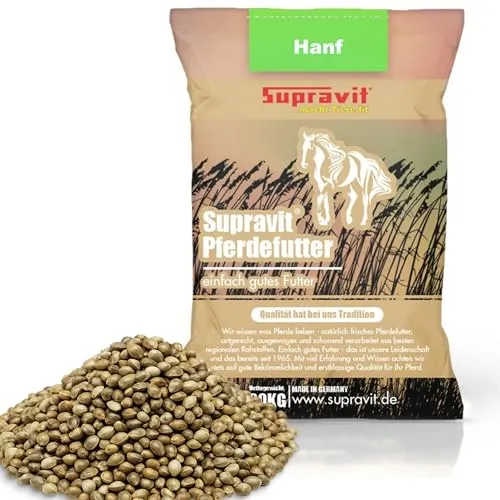 Supravit Hanfsamen 20kg | Hochwertiges Zusatzfutter für Pferde - Nährstoffreiche Hanfsamen aus deutscher Landwirtschaft. Ideal für Pferde als Zusatzfutter. Fördert die Vitalität und trägt zur Unterstützung der Pflege bei.