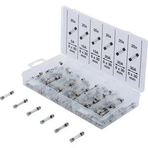 BGS-technic KFZ-Sicherungen Glassicherungen Set, 5-30A Stromstärke, 120-teilig