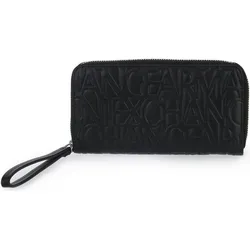 Armani Exchange Damen Wristlet Round Zip Handgelenkstasche Schwarz - Damen-Clutch aus hochwertigem Synthetik mit praktischem Reißverschluss, perfekt für stilvolle Auftritte und den täglichen Gebrauch.