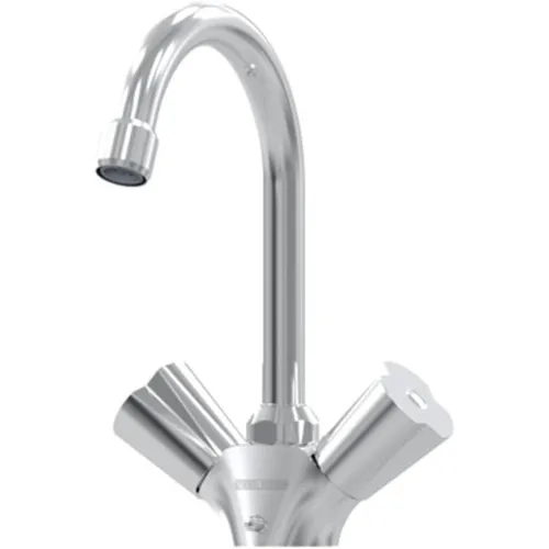 STIEBEL ELTRON WST-W Temperier-Armatur - Drucklose Armatur für Einlochmontage, verchromt mit Rohrschwenkauslauf und flexiblen Wasseranschlüssen – ideal für moderne Waschtische.