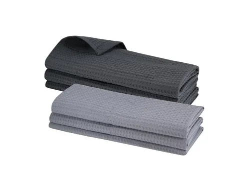 Engelland Geschirrtuch Poliertuch 6-tlg. Waffel-Pique - Geschirrtücher aus 100% Baumwolle, extrem saugfähig und ideal für streifenfreies Trocknen von Geschirr, Glas und mehr. Integrierte Aufhängeschlaufe für einfachen Stauraum.