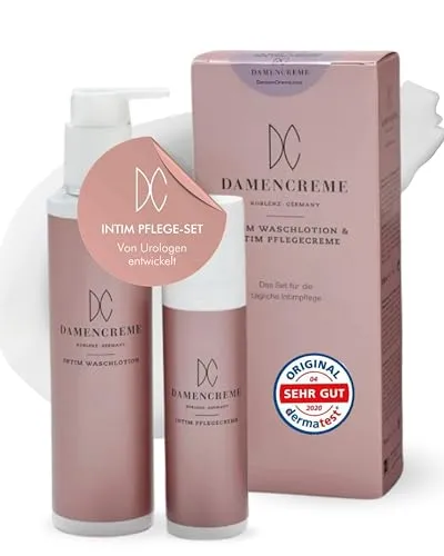DAMENCREME Intimpflege Set für Frauen - Intimpflege Set mit Intim Creme und Waschlotion, speziell vom Gynäkologen empfohlen für sanfte Pflege und Reinigung des sensiblen Intimbereichs.
