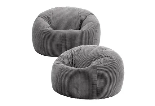 Icon Kingston Sitzsack Cord Dunkelgrau 2er Pack - Sitzsäcke für Erwachsene aus weichem Cordmaterial, ideal zum Entspannen in Wohnzimmer oder Schlafzimmer. Inklusive Füllung und strapazierfähigem Design für langanhaltenden Komfort.