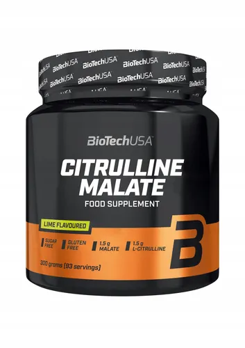 BioTech USA Citrulline Malat 300 g Dose - Lime - Protein Shakes & Muskelaufbau, unterstützt die Leistungssteigerung und fördert die Regeneration nach dem Training.