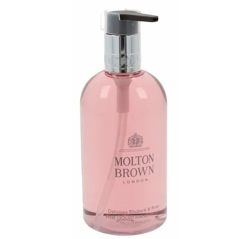 Molton Brown Delicious Rhubarb & Rose Hand Wash 300 ml - Handseife mit erfrischendem Duft von Grapefruit und Rhabarber, sorgt für sanfte Reinigung und pflegt die Hände. Ideal für luxuriöse Handpflege.