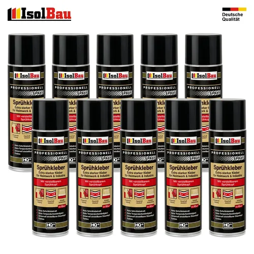 Sprühkleber 10 x 500ml – Extra Stark Kontaktkleber - Kleber & Leime – Flexibler, wasser- und wetterbeständiger Sprühkleber für vielseitige Anwendungen auf verschiedenen Materialien, ideal für Bastel- und DIY-Projekte.