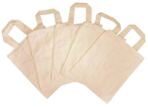 Stück Kinder Stoffbeutel, unbedruckt, zum Bemalen, Besticken, Bekleben 22 x 27 cm, 100% Baumwolle, 2 kurze Henkel Kinder Bastelset, Apothekerbeutel Einkaufstasche Natur 5