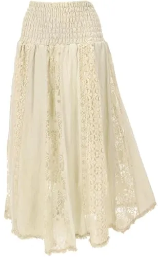 Boho Spitzen Maxirock von Guru-Shop