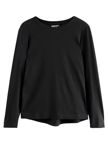 NEXT Damen Langärmeliges Shirt aus 100% Baumwolle Schwarz M