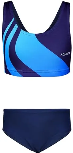 Aquarti Bustier-Bikini Aquarti Mädchen Sport Bikini Racerback Bustier & Bikinislip blau 170