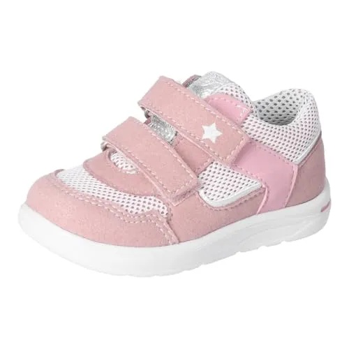 RICOSTA Mädchen Low-Top Sneaker ELLI, Kinder Lauflernschuhe, Weite: MITTEL, lose Einlage, waschbar,vegan, Klettstiefel, Sucre/Mallow (320), 28 EU
