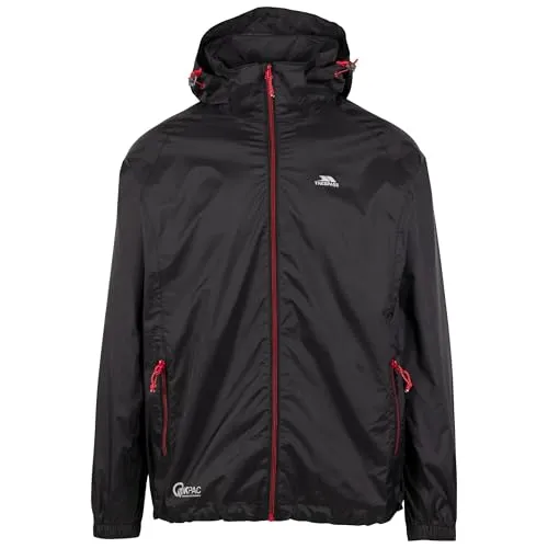 Trespass Unisex Qikpac X Jacke, Black/Red, M - Funktionsjacke, schützt zuverlässig vor Wind und leichtem Regen, ideal für Outdoor-Aktivitäten und Freizeit. Kombiniert Komfort und Stil.