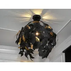 meineWunschleuchte LED Deckenleuchte dimmbar Blätter Lampenschirm Ø38cm - Deckenleuchte mit elegantem Blätterdesign, dimmbar in 3 Stufen, inklusive 7 Watt E27 LED, ideal für stimmungsvolle Beleuchtung in jedem Raum.