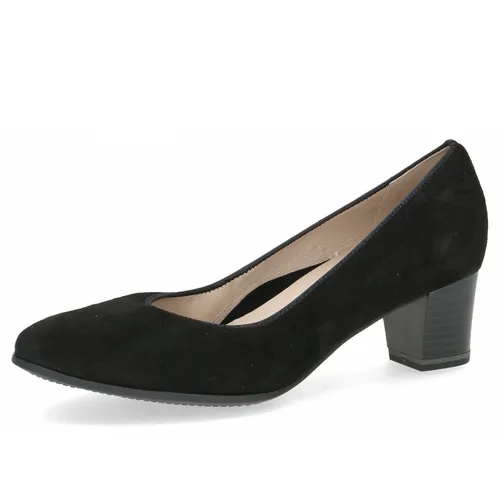 CAPRICE Damen Pumps aus Leder mit Blockabsatz, Schwarz (Black Suede), 42 EU - Elegante Damen Pumps mit Blockabsatz aus hochwertigem Leder. Die innovative Dämpfungstechnologie sorgt für hohen Komfort und ein angenehmes Tragegefühl – ideal für den Alltag.