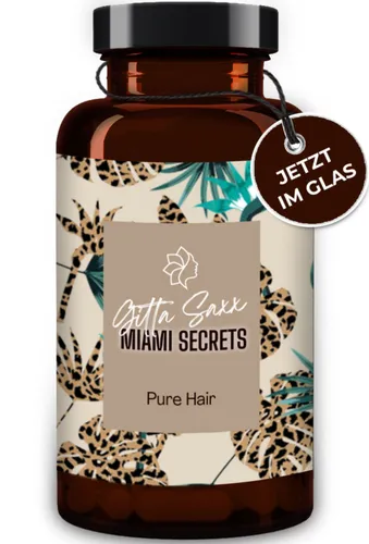 Gitta Saxx Miami Secrets Pure Hair - Hochdosierte Haar Vitamine - Pflanzliche Ergänzungsmittel mit Eisen, Zink, Selen und wertvollen Extrakten für gesunde Haare. Laborgeprüft und vegan, ideal für natürliche Schönheit.