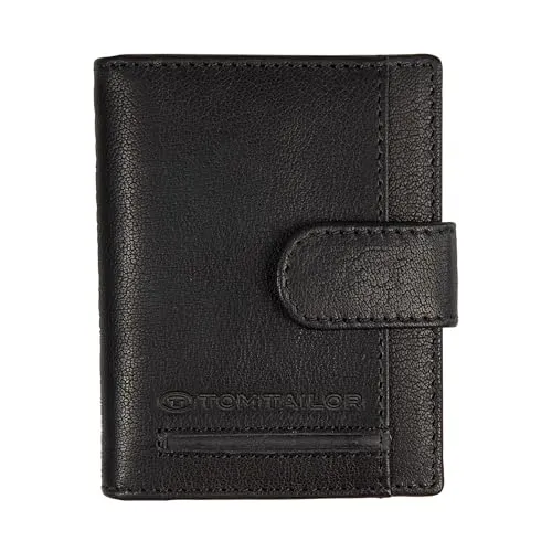 TOM TAILOR Devon Herren Geldbörse Klein Schwarz mit RFID-Schutz - Kompakte Leder Geldbörse im Hochformat mit Druckverschluss und RFID-Schutz. Ideal für unterwegs mit 1 Münzfach und 6 Kartenfächern. Maße: 8x1x10 cm, 60 g. Zeitloses Design für den modernen Mann.