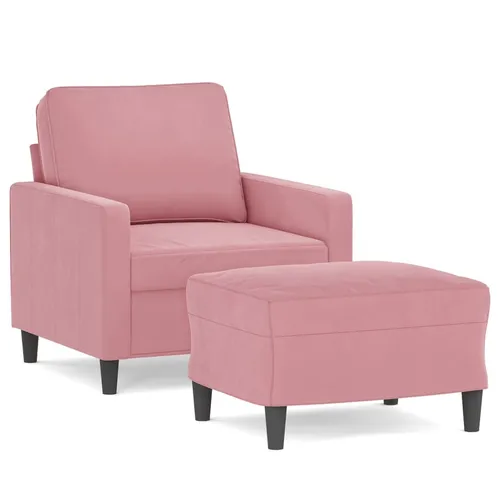 vidaXL Rosa Sessel mit Hocker 60 cm aus Samt - Hocker und Sessel im modernen Design, ideal zum Entspannen und Relaxen. Strapazierfähiger Samt und dicke Polsterung sorgen für ein bequemes Sitzerlebnis.