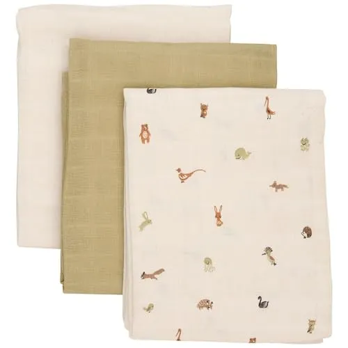 Pippi Babywear Windeln Organic Muslin Cloth (3-pack) - Windeln aus 100% Bio-Baumwolle, besonders weich und saugfähig – ideal für die empfindliche Babyhaut. Umweltfreundlich und langlebig, perfekt als Wickelunterlage oder Spucktuch.