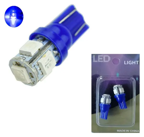2er-Set LED-Lampen T10 W5W 5 SMD 12V für Positionslicht, blau, im Blister