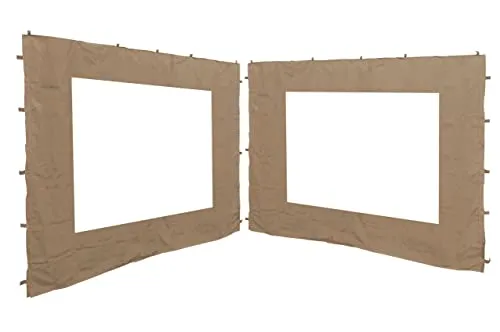 Quick Star Pavillonseitenteil 2 Seitenteile 250x190cm mit Fenster Sand - Pavillon-Seitenteile, 100% Polyester mit transluzentem PE Fenster, ideal zum Schließen Ihres Antik Pavillons für mehr Privatsphäre und Schutz.