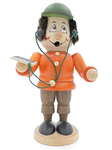 Kuhnert Wichtel Räuchermann Computerfreak 17cm - Original Erzgebirgische Holzkunst: Handbemalter Räucherwichtel aus Massivholz, ideal für stimmungsvolle Atmosphäre. Perfekt für die Weihnachtszeit und darüber hinaus!