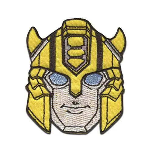 Comercial Mercera Hasbro Transformers Bumblebee Kopf - Aufnäher, Bügelbild, Aufbügler, Applikationen, Patches, Flicken, zum aufbügeln, Größe: 5,5 x 6,3 cm, Blau