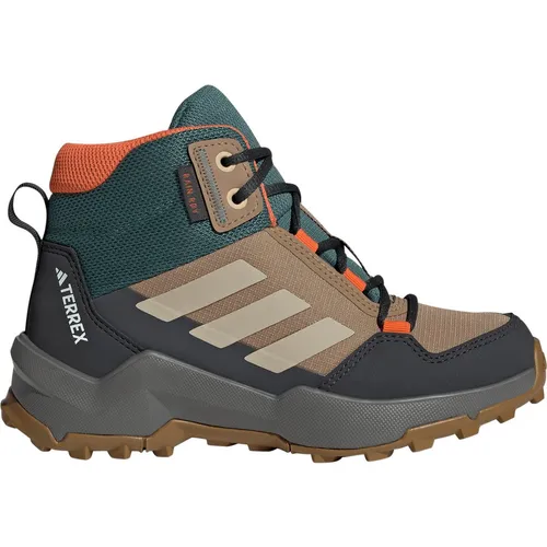 Wanderschuh ADIDAS TERREX AX4R MID RAIN.RDY für Kinder - Wasserdichter Wanderschuh für aktive Kinder, ideal für Regen und Sonne. Mit TRAXION Außensohle für optimalen Grip und dämpfender Zwischensohle für Komfort. Hergestellt aus 20% recycelten Materialien.