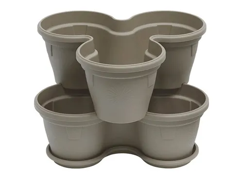 Engelland Blumenständer Säulentopf, Hochbeet, Kräuterbeet (Vorteils-Set, 2 St., 11 Liter Fassungsvermögen je Ebene), fallsicher, UV-beständig, stapelbar, platzsparend, robuster Kunststoff