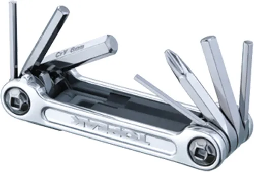 Topeak Multifunktionswerkzeug Mini 9 Pro, silber - Fahrradwerkzeuge mit 9 Profitools aus gehärtetem Werkzeugstahl. Inklusive faltbarem Reifenheber, ideal für lange Rennrad-Ausfahrten oder MTB Marathons.