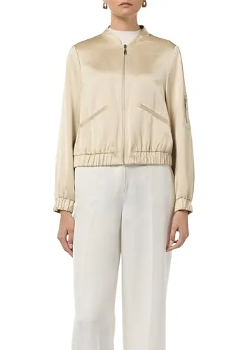 comma Funktionsjacke Indoor-Jacke Blouson aus Satin - Stylischer Indoor-Blouson aus Satin mit modernem boxy Schnitt und Stehkragen. Ideal für elegante und legere Outfits, kombiniert Komfort mit einem zeitgemäßen Look.