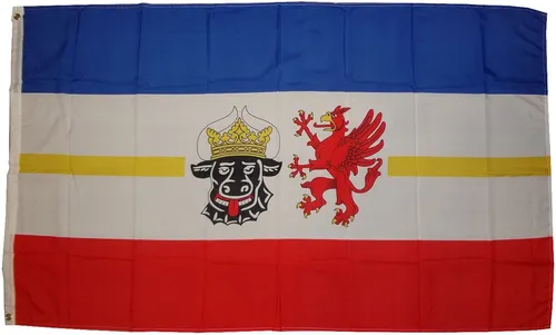 Flagge Mecklenburg-Vorpommern 90 x 150 cm – Hiss Fahne für jeden Anlass - Hiss Fahne aus strapazierfähigem Polyester, ideal für Innen- und Außeneinsatz. Mit den Maßen 90x150 cm bringt sie die Farben Mecklenburg-Vorpommerns perfekt zur Geltung.