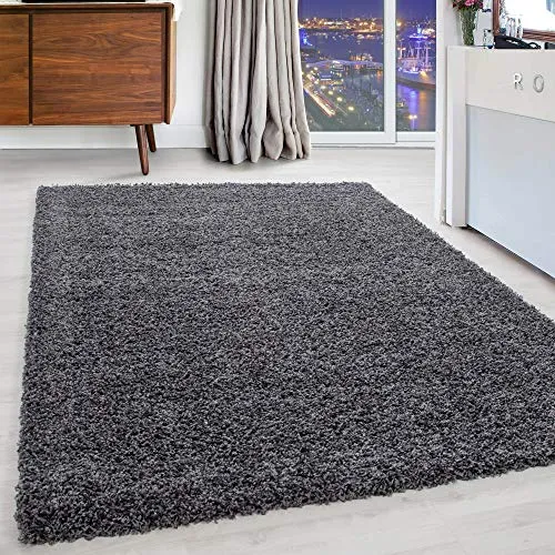 Carpettex Hochflor Teppich Wohnzimmer Shaggy Flokati Teppich Modern Einfarbig 80 x 150 cm Flur Teppich Läufer Grau - Teppich Bettvorleger Schlafzimmer Weich Flauschig Waschbar Küchenläufer